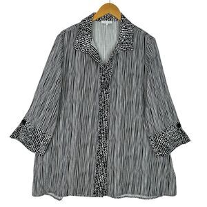 Habitat Tunic Top Size L‎ Textured Gray Artsy Minimalist Lagenlook Relaxed NWOT